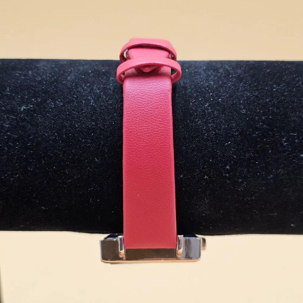 Ladies Two Tone Red/Gold Square Dial Quartz Fashion Watch New Battery